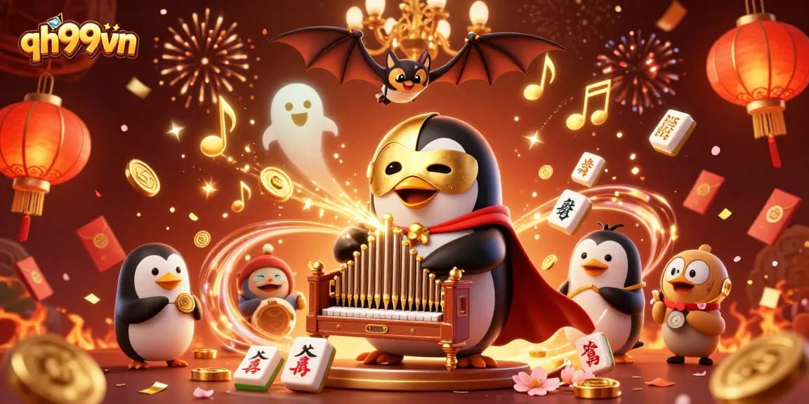Join the excitement of qh99vn with a vibrant 3D casino scene featuring animated characters and gambling elements.