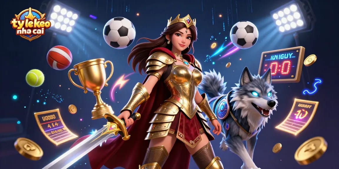 Engage with ty le keo nha cai while betting on sports with vibrant 3D illustration of dynamic elements.