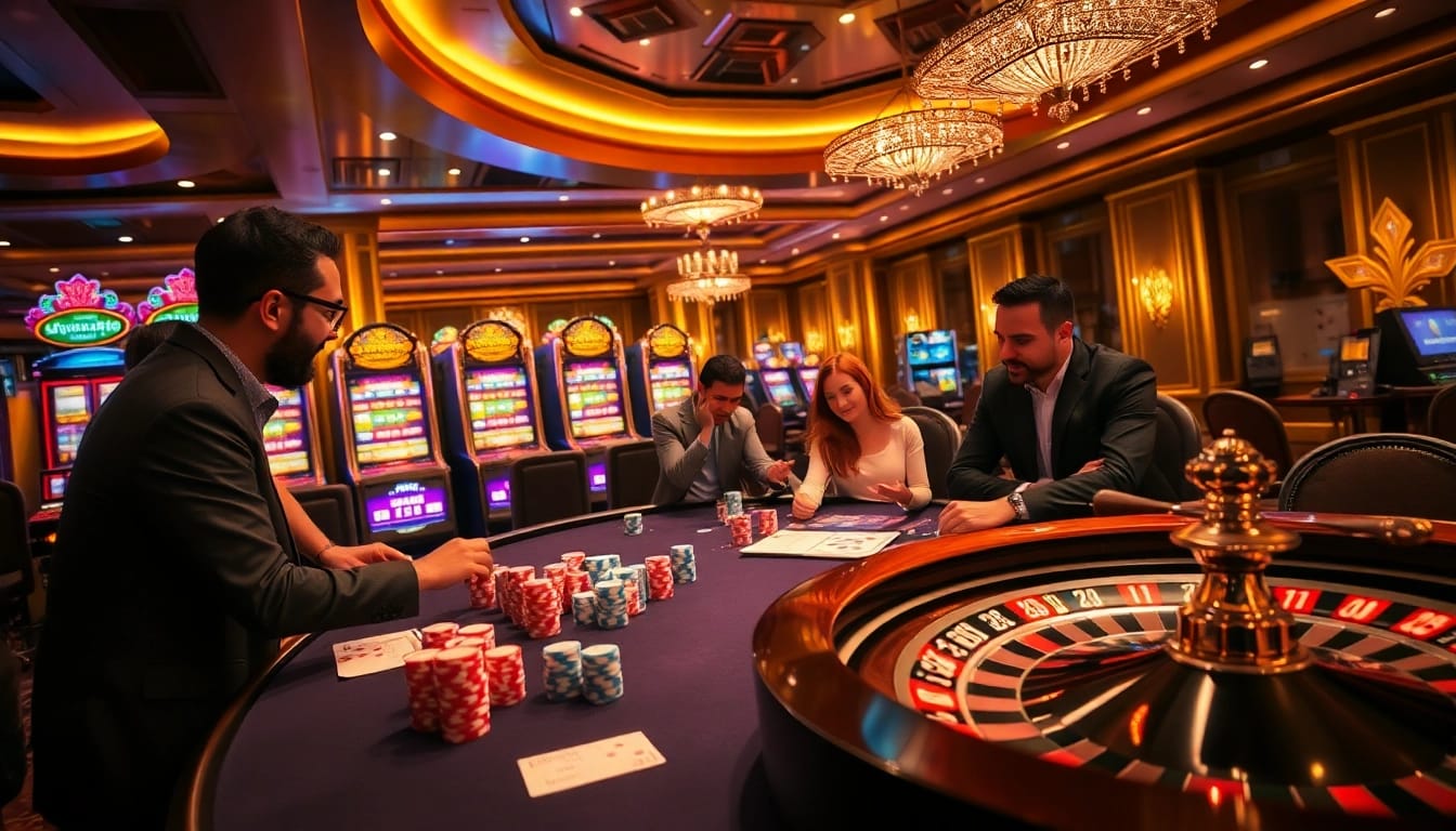 Experience luxury gaming at https://bem88i.com/ with vibrant casino tables, poker chips, and thrilling slot machines.