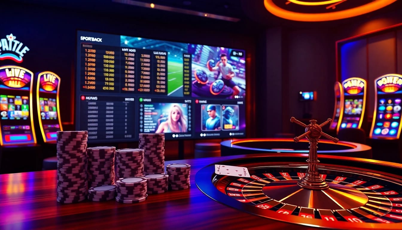 Engage with juraganbola platform showcasing live sportsbook bets and HD gaming streaming with digital poker chips and roulette wheel