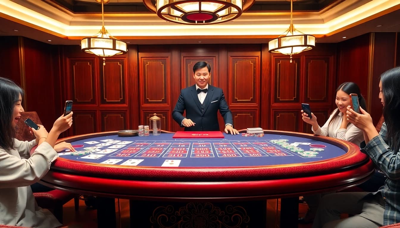 A lively game tài xỉu setup with vibrant colors, showcasing excitement and professional gambling atmosphere.