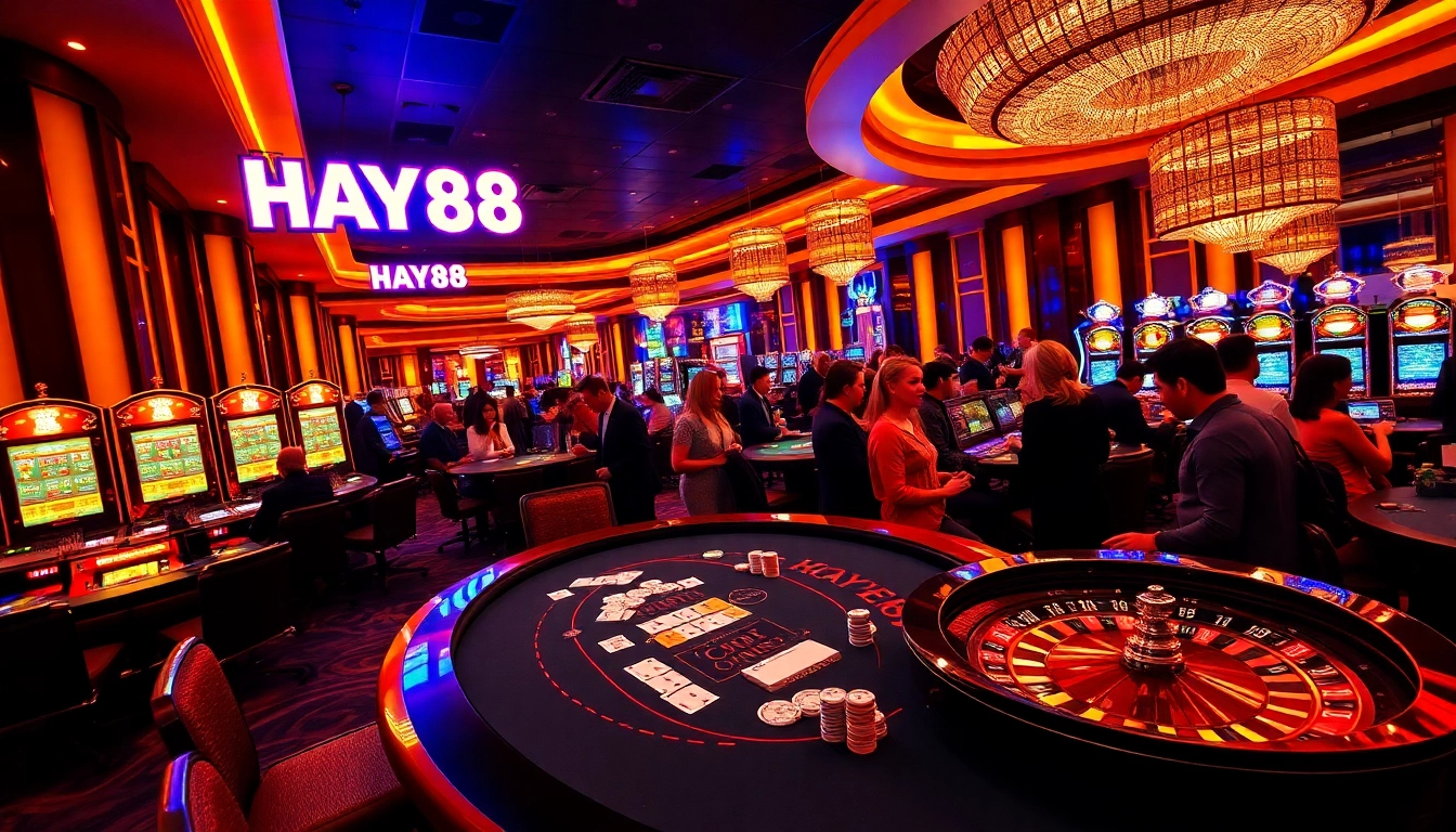 Gambler placing bets at HAY88 casino table with vibrant cards and chips