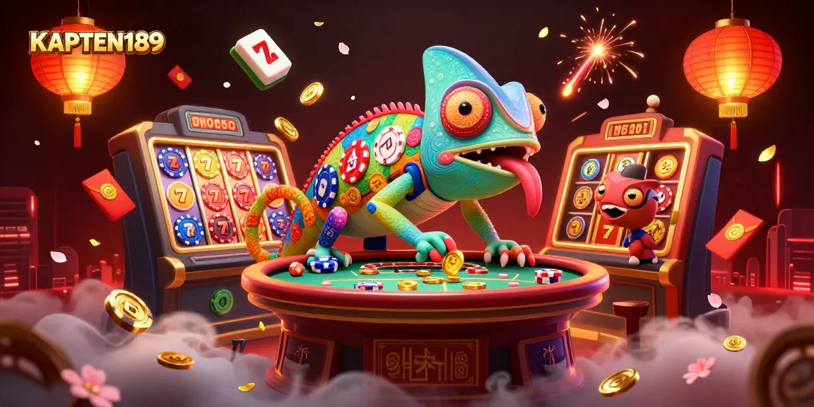 KAPTEN189 mendemonstrasikan slot online yang mengesankan dengan simbol keberuntungan sambil menarik perhatian pemain.
