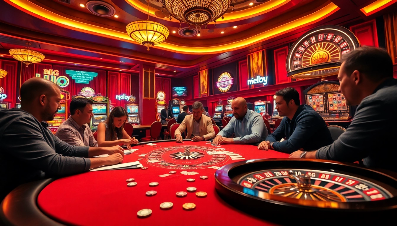 Experience the thrill of mb66-t.com casino gaming with vibrant poker tables and lively slot machines.