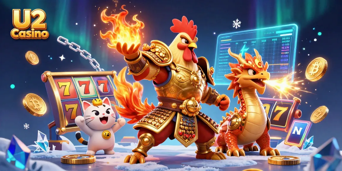 Experience thrilling action at U2 Casino with cartoon heroes amidst vibrant slot elements.