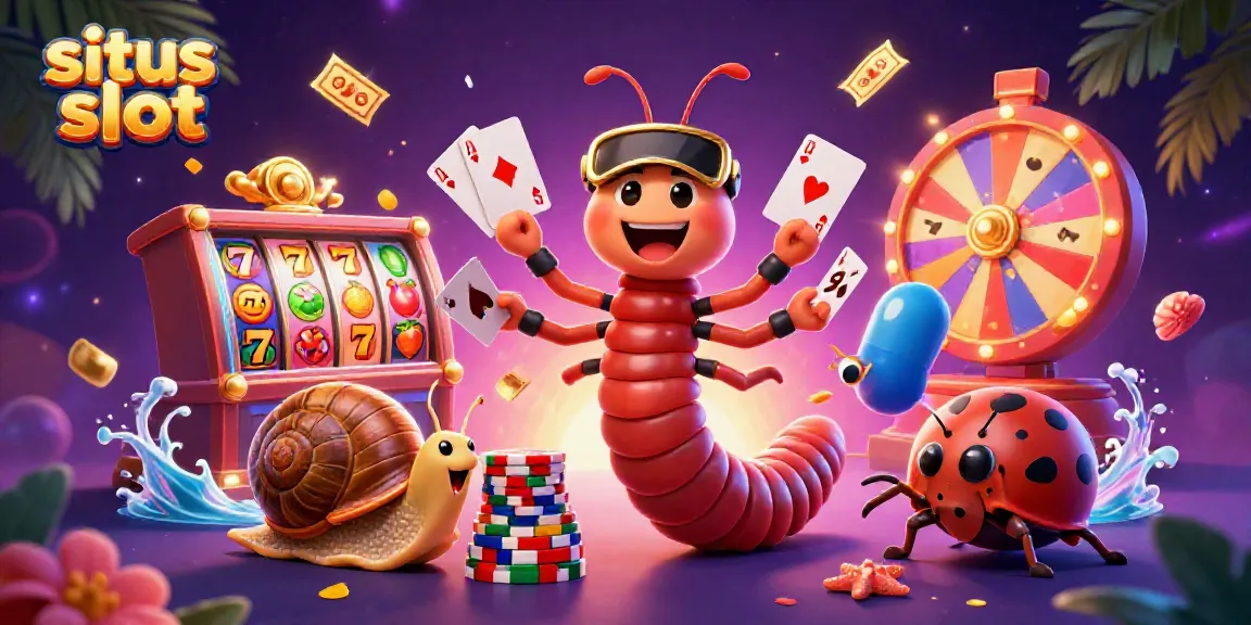 Engage with situs slot gaming as colorful reels spin and excitement builds in this vibrant casino scene.