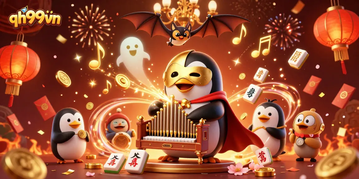 Join the excitement of qh99vn with a vibrant 3D casino scene featuring animated characters and gambling elements.