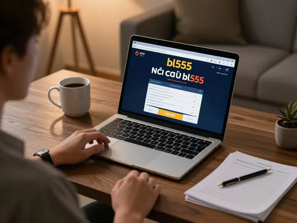 Engaging with nhà cái bl555 platform on a laptop at home, displaying online betting details
