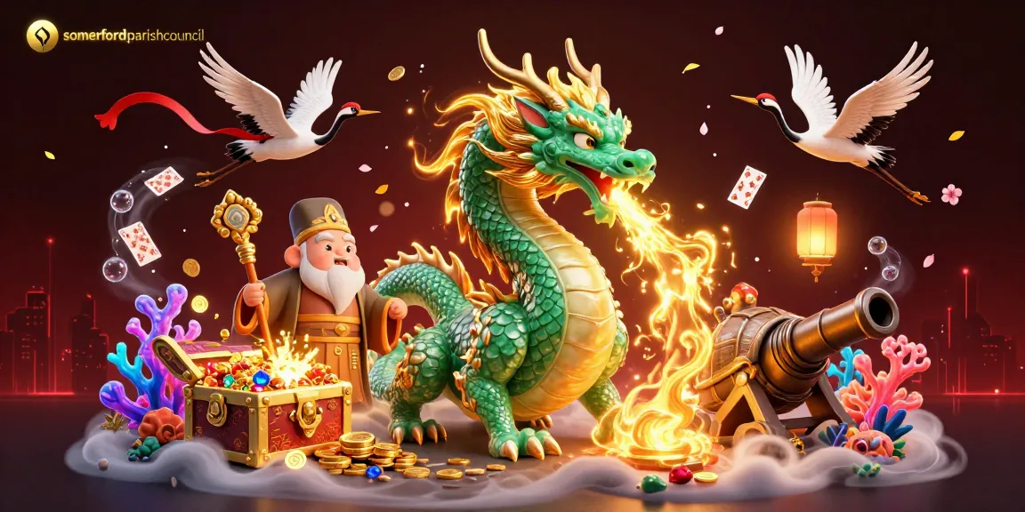Somerfordparishcouncil showcases thrilling casino elements with a massive dragon and treasures.