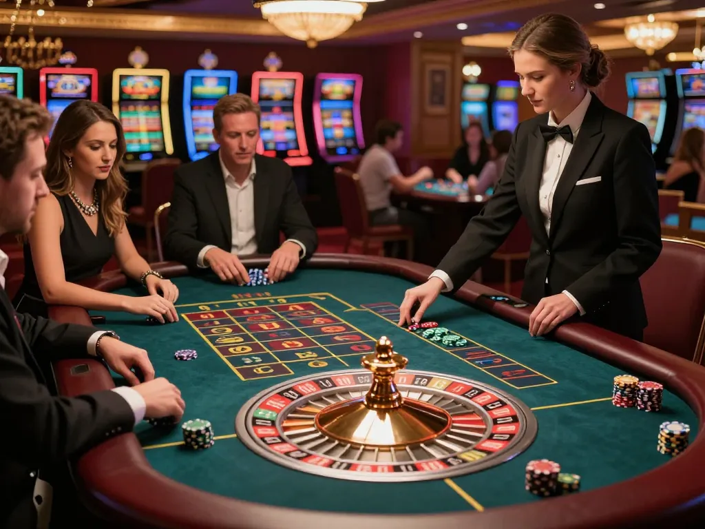 Experience the thrill at 388bet with players engaging at an exciting roulette table.