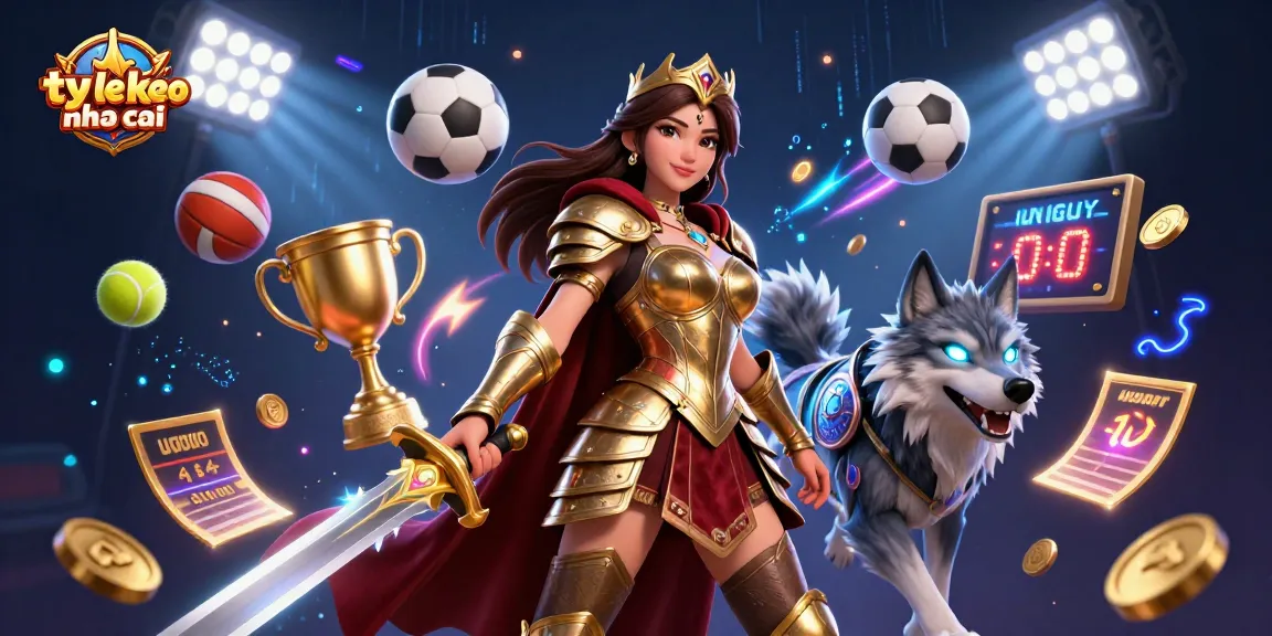 Engage with ty le keo nha cai while betting on sports with vibrant 3D illustration of dynamic elements.