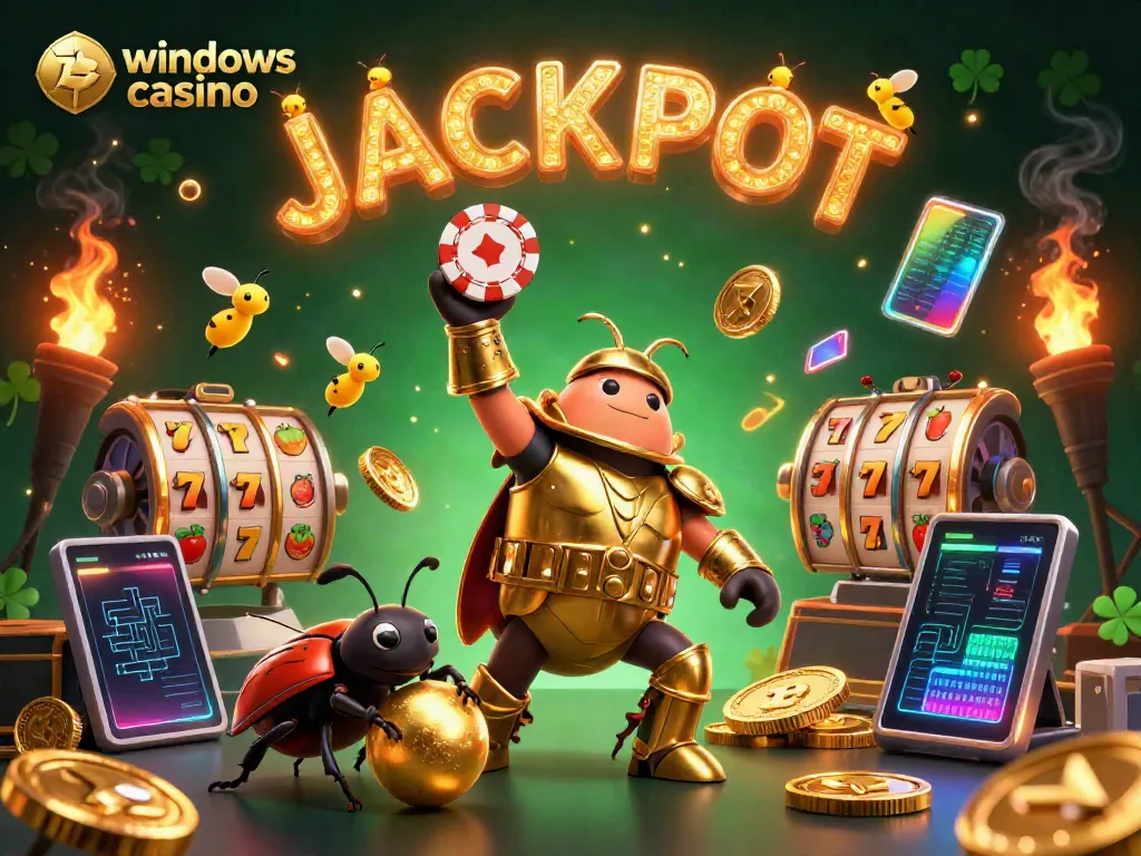 Experience the thrill of windows casino with vibrant characters and elements celebrating a big win!