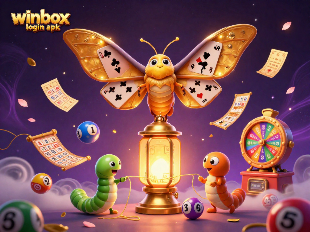 Experience seamless gaming with winbox login apk featuring animated lottery and casino elements in a 3D scene.