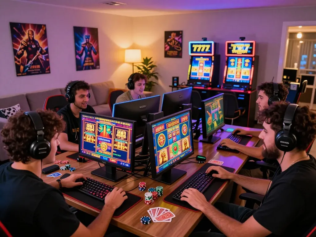 Pemain yang terlibat menikmati permainan slot777 gacor di perangkat modern dalam suasana bermain yang cerah.