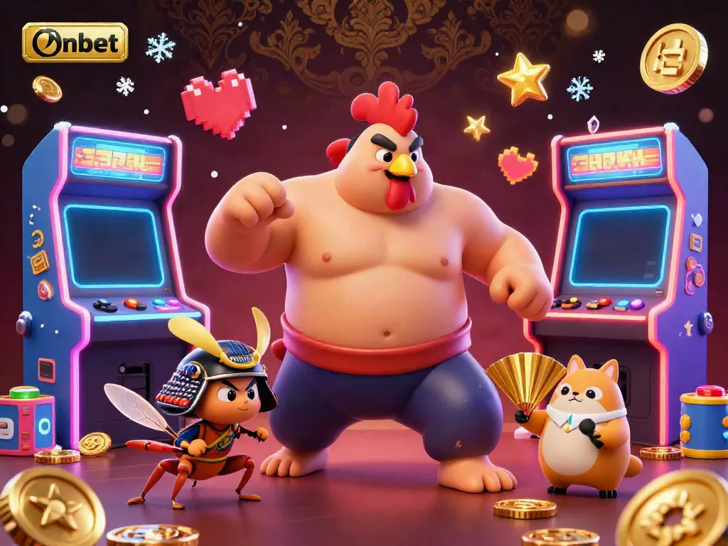 Engage in thrilling gaming action with Onbet’s vibrant casino scene featuring unique characters and immersive elements.