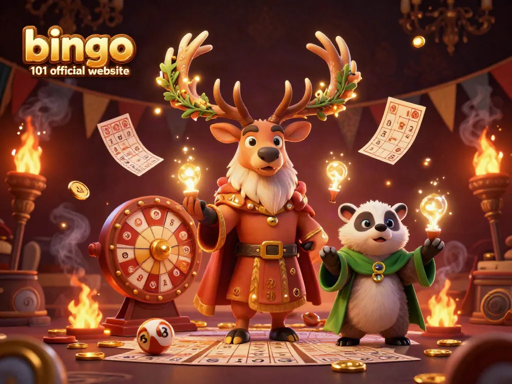 Experience excitement with bingo 101 official website in a vibrant 3D illustration featuring bingo elements.