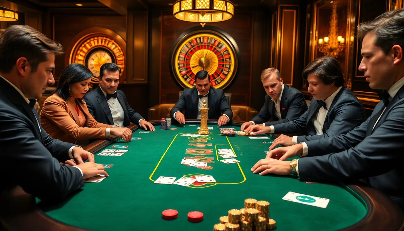Players enjoying an exciting Go 8 poker game at a luxurious casino table.