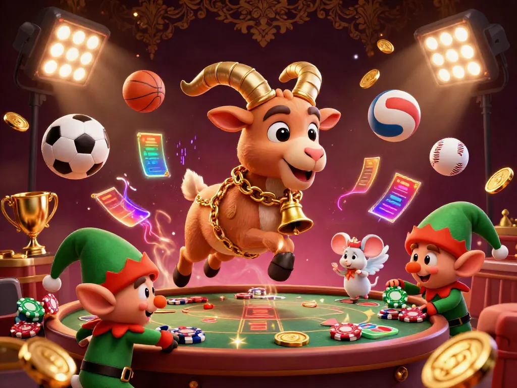 Experience the festive thrills of fb88mx with a dynamic casino scene featuring a Krampus goat and playful characters.