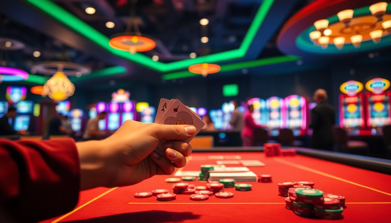 Experience w88 excitement at a vibrant casino table with lively gameplay and colorful chips.