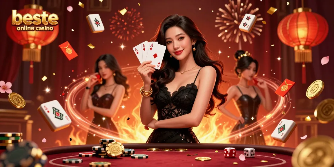 Engage with the beste online casino scene featuring elegant woman and dynamic casino elements.
