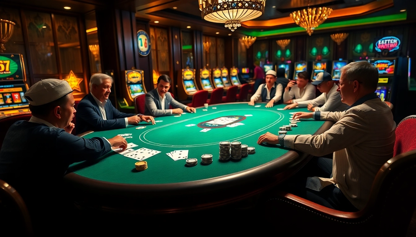 Berpartisipasi dalam permainan taruhan tinggi di kasino mewah dengan meja poker dan mesin slot yang berwarna-warni, terinspirasi oleh https://kingarthurcafe.com/menu.