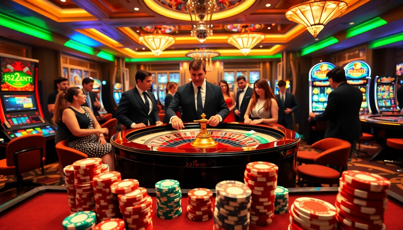 Experience the thrill of gaming at https://32win.capital with players enjoying a luxurious roulette table setting.