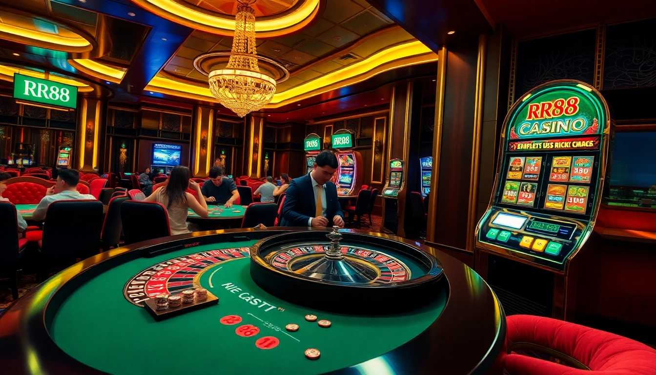 Exciting gameplay at RR88 Casino with vibrant roulette and animated slots
