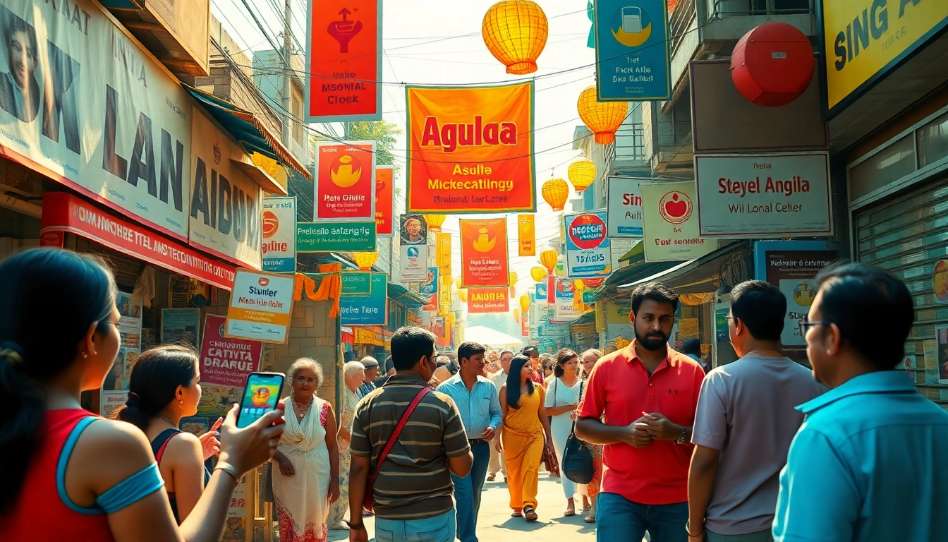 Lanka Ad marketplace scene in Sri Lanka with vibrant ads and engaging locals