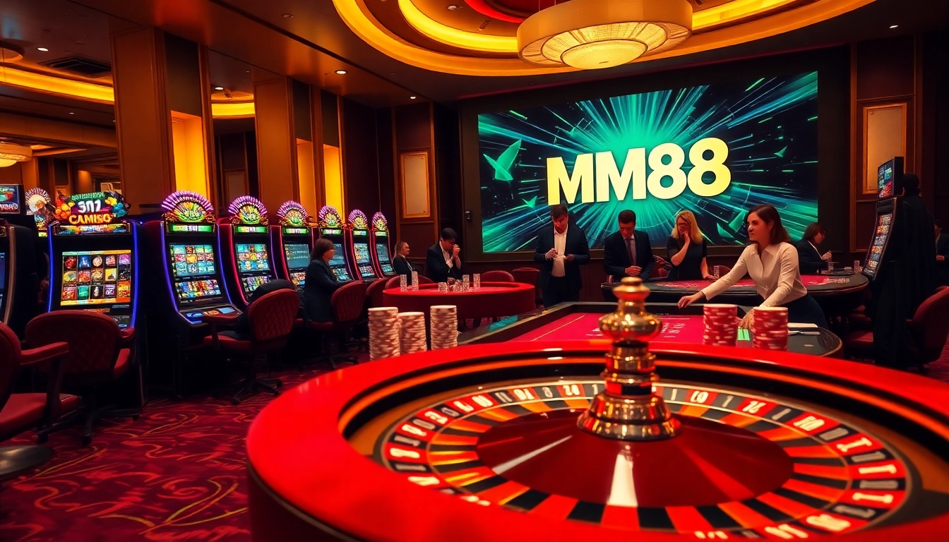 Experience thrilling gameplay at MM88 with vibrant casino tables and immersive gaming atmospheres.