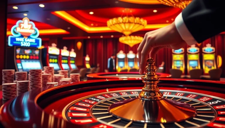 Betting at a luxurious casino table representing https://789f.living/ with roulette and poker showcasing high-stakes excitement.