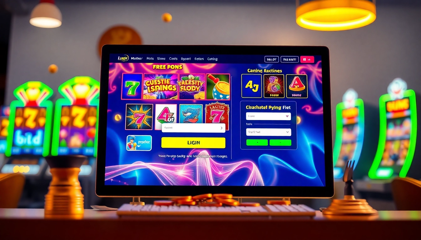 Engaging doaslot login interface with vibrant slot machine graphics.