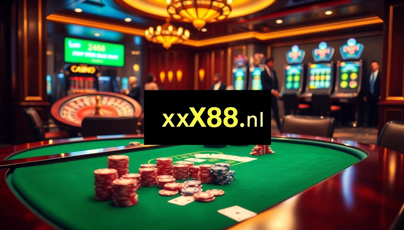Experience thrilling gameplay at https://xx88.nl/ with vibrant casino tables and animated slot machines.