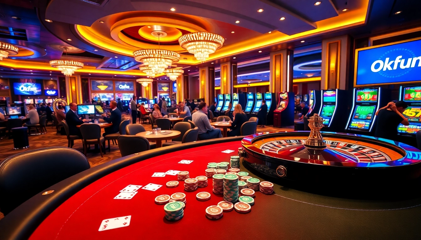 Experience high-stakes gaming at Okfun's vibrant casino tables.