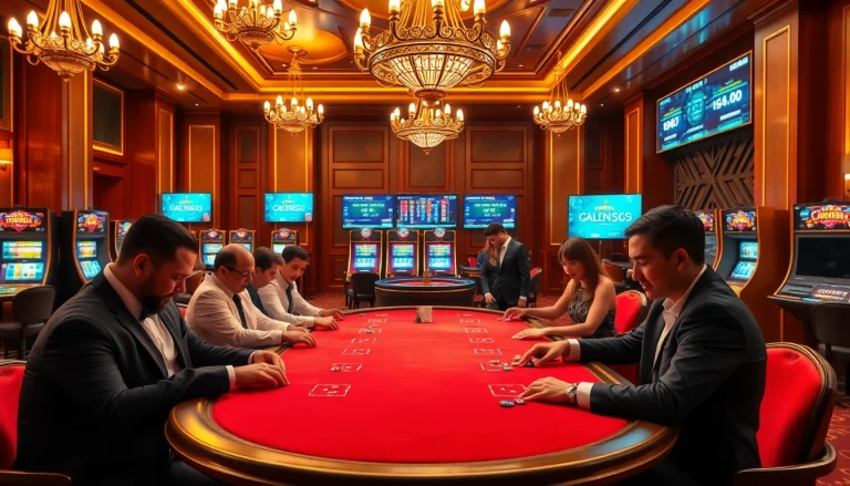 Experience the thrill of nhà cái s8 with a vibrant casino scene showcasing poker, slots, and online betting.