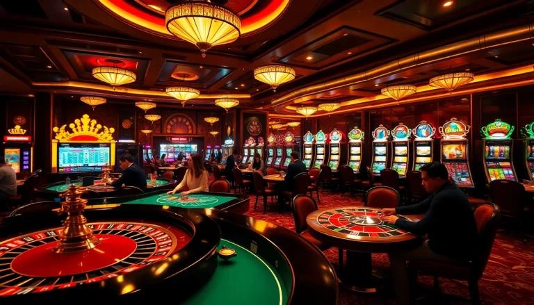 Experience a vibrant casino scene with players engaging on https://kkwin.life gambling tables amid luxury.