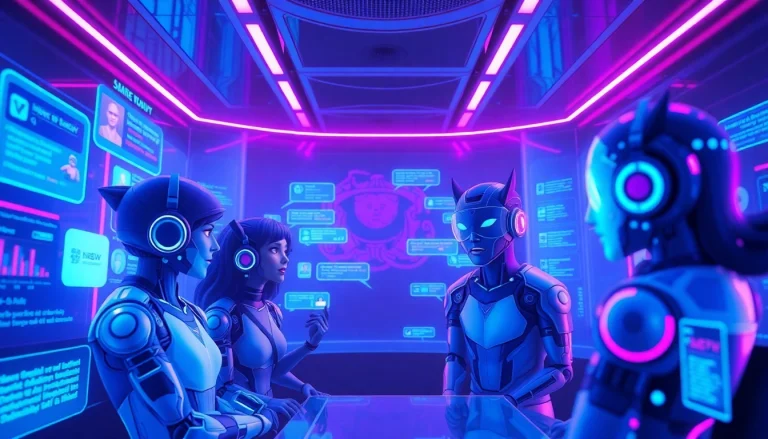 NSFW character AI chatroom with vibrant colors and interactive elements