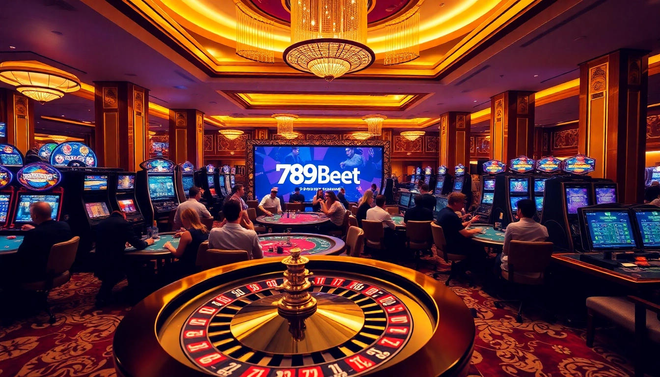 Experience thrilling 789bet events on a vibrant casino gaming floor filled with excitement.