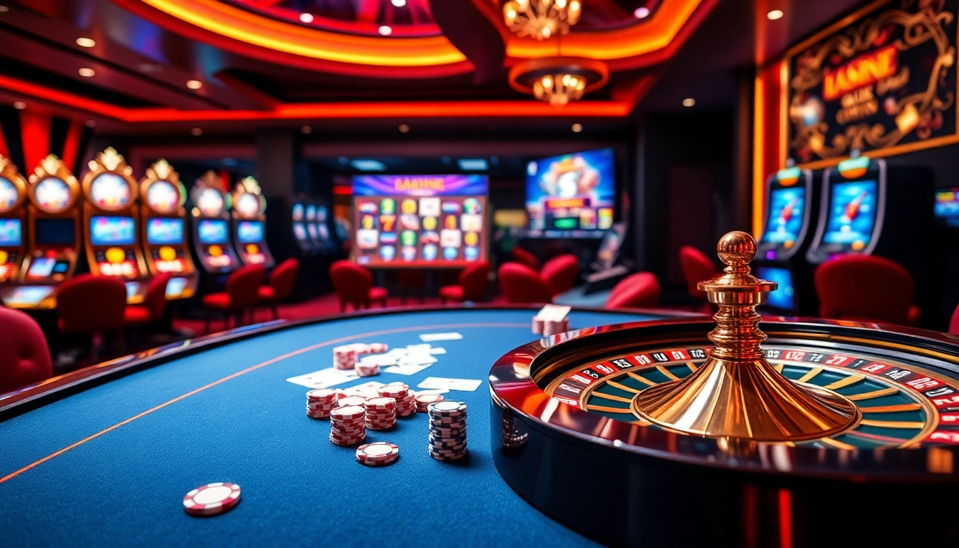Experience thrilling gameplay at https://dn882.pro/ with luxurious casino tables and vibrant slot machines.