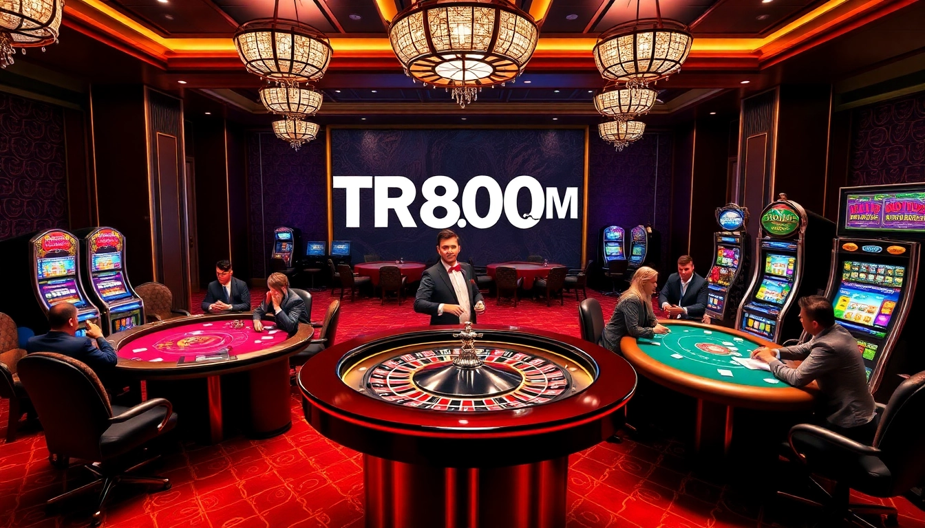 Players enjoying a thrilling game at TR88.COM casino tables, showcasing excitement and strategy.