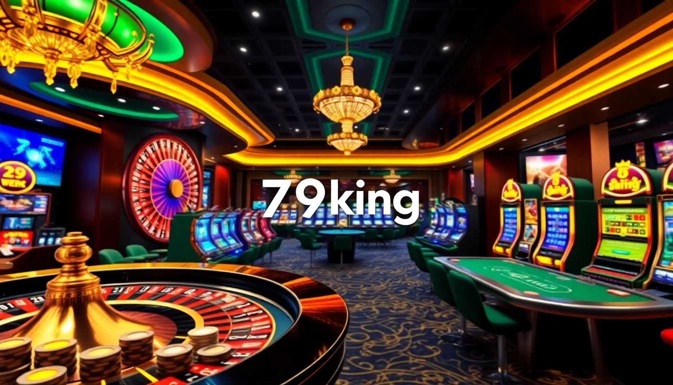 Experience the thrill of 79king casino with vibrant roulette, poker chips, and engaging slot machines.