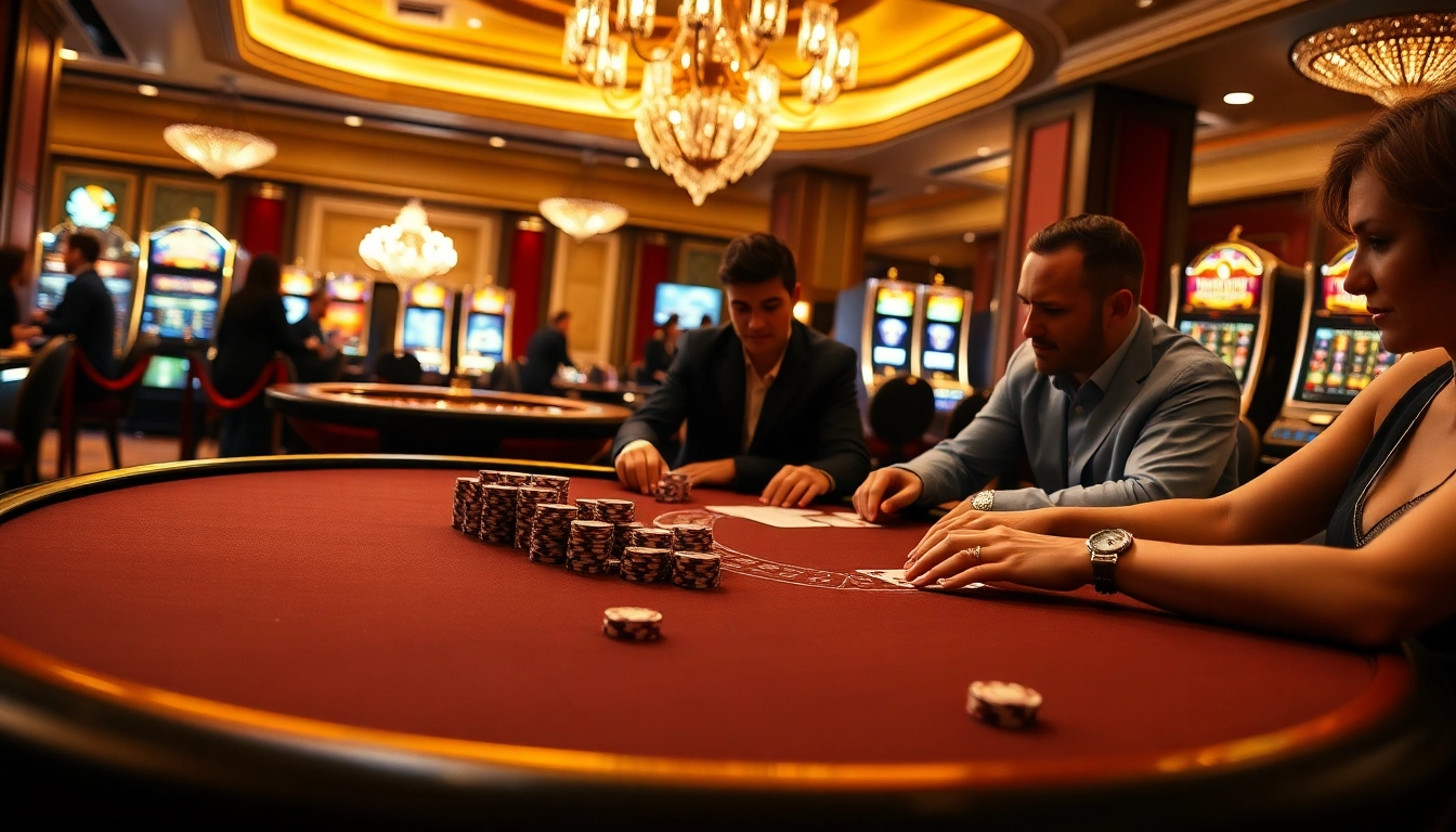 Experience the thrill of game JL55 with engaged players at a luxurious casino poker table.
