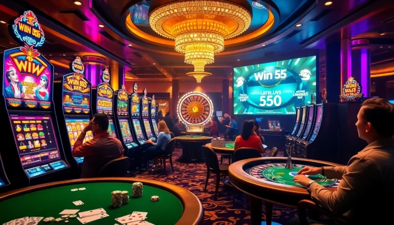 Experience thrilling wins on slot machines at win 55 casino with vibrant gameplay and luxury ambiance.