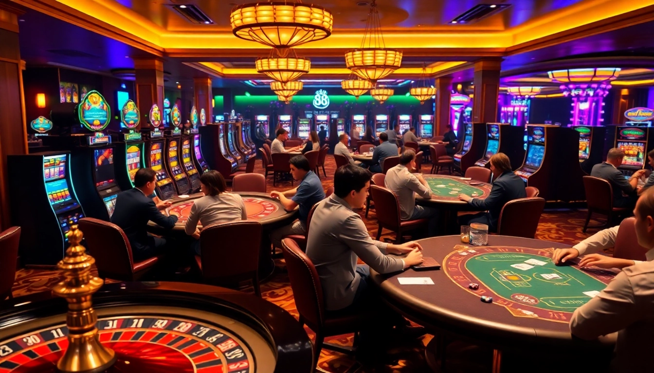 Experience the thrill of uu88 club with players at an exciting casino gaming floor!