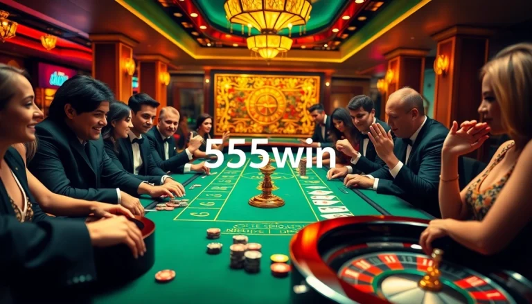 Players enjoying a thrilling game at the 555win casino table, capturing the excitement of the experience.