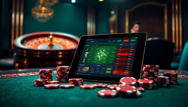 Engaging image of online football betting interface illustrating สมัครแทงบอล with casino elements.