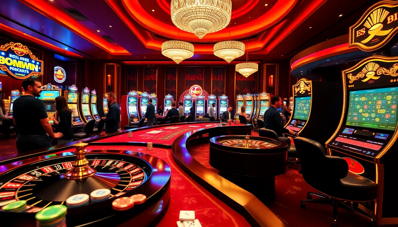 Experience thrilling games at BOMWIN with vibrant casino tables, exciting slot machines, and poker action.