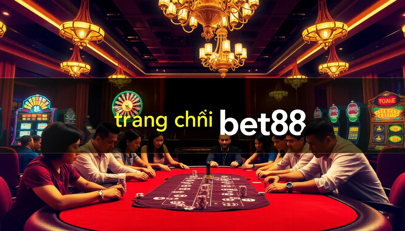 Experience the excitement at trang chủ bet88 casino with players engaging at a poker table.