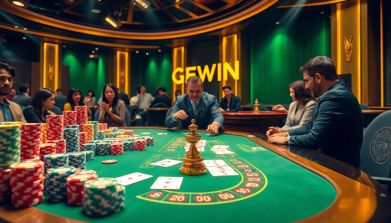 GEMWIN casino table showcasing exciting gameplay with poker chips and cards.