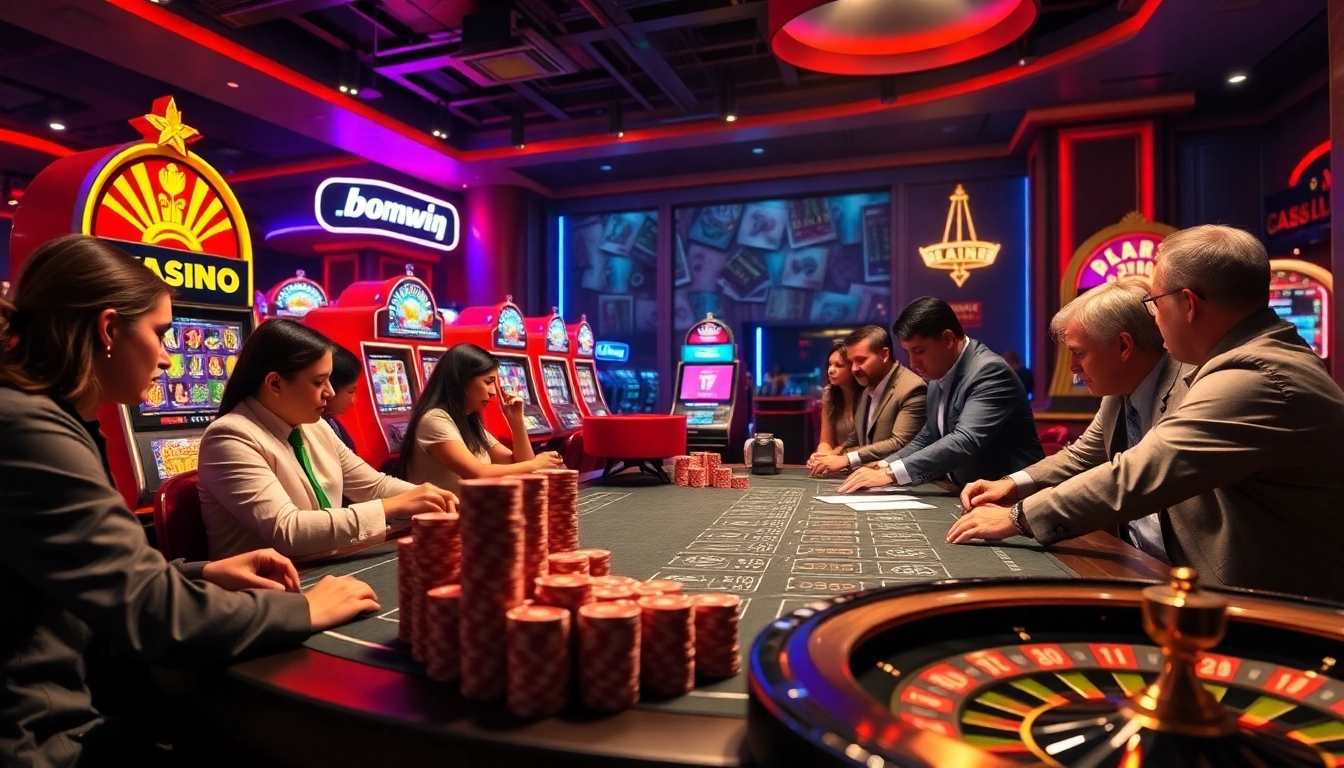 Players excitedly wager at a luxurious gaming table, inspired by bomwin's thrilling atmosphere.