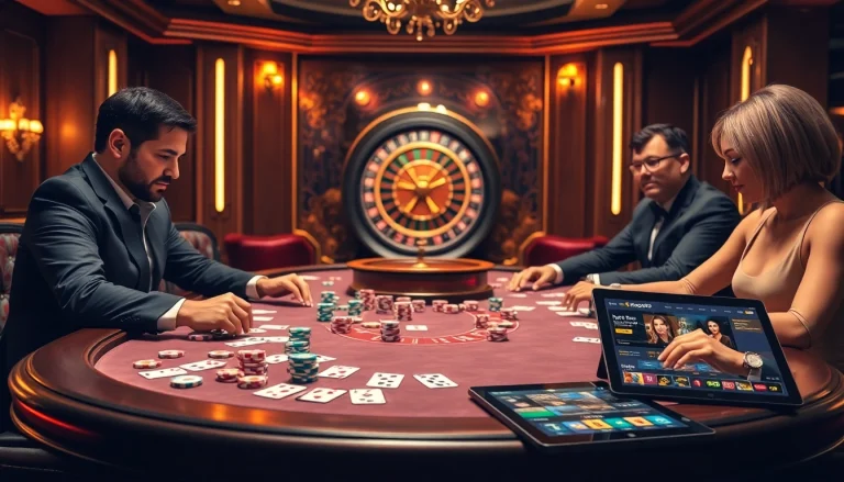 Engage with thrilling casino action at KK55.com featuring poker chips, cards, and roulette.